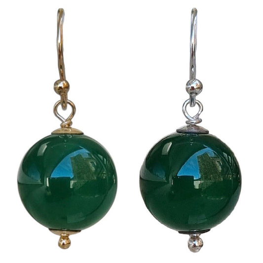 Venus Green Onyx Earrings Sterling Silver or 14k Gold Filled