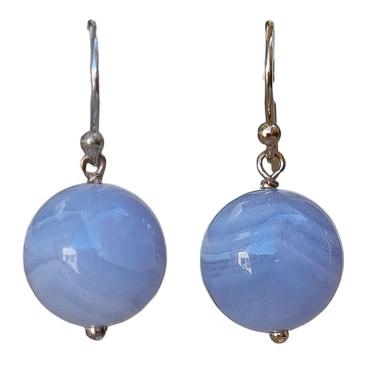 Venus Blue Lace Agate Earrings Sterling Silver or 14k Gold Filled