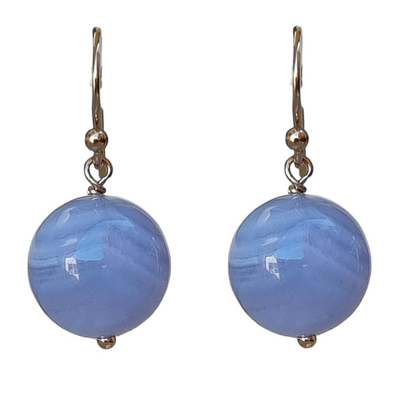 Venus Blue Lace Agate Earrings Sterling Silver or 14k Gold Filled