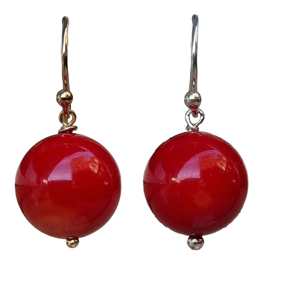 Venus Red Coral Earrings Sterling Silver or 14k Gold Filled PearlGem Designs