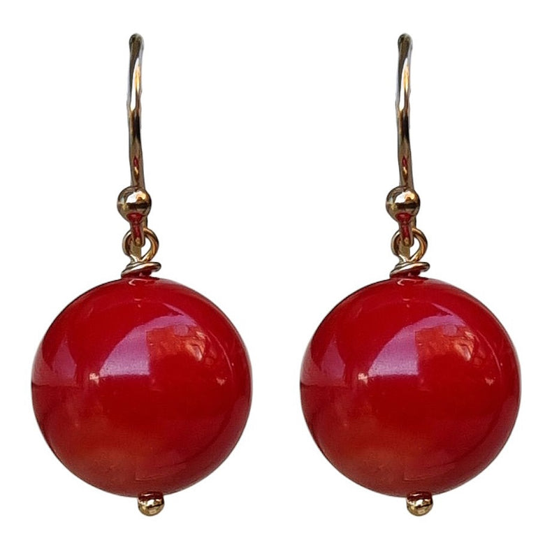 Venus Red Coral Earrings Sterling Silver or 14k Gold Filled