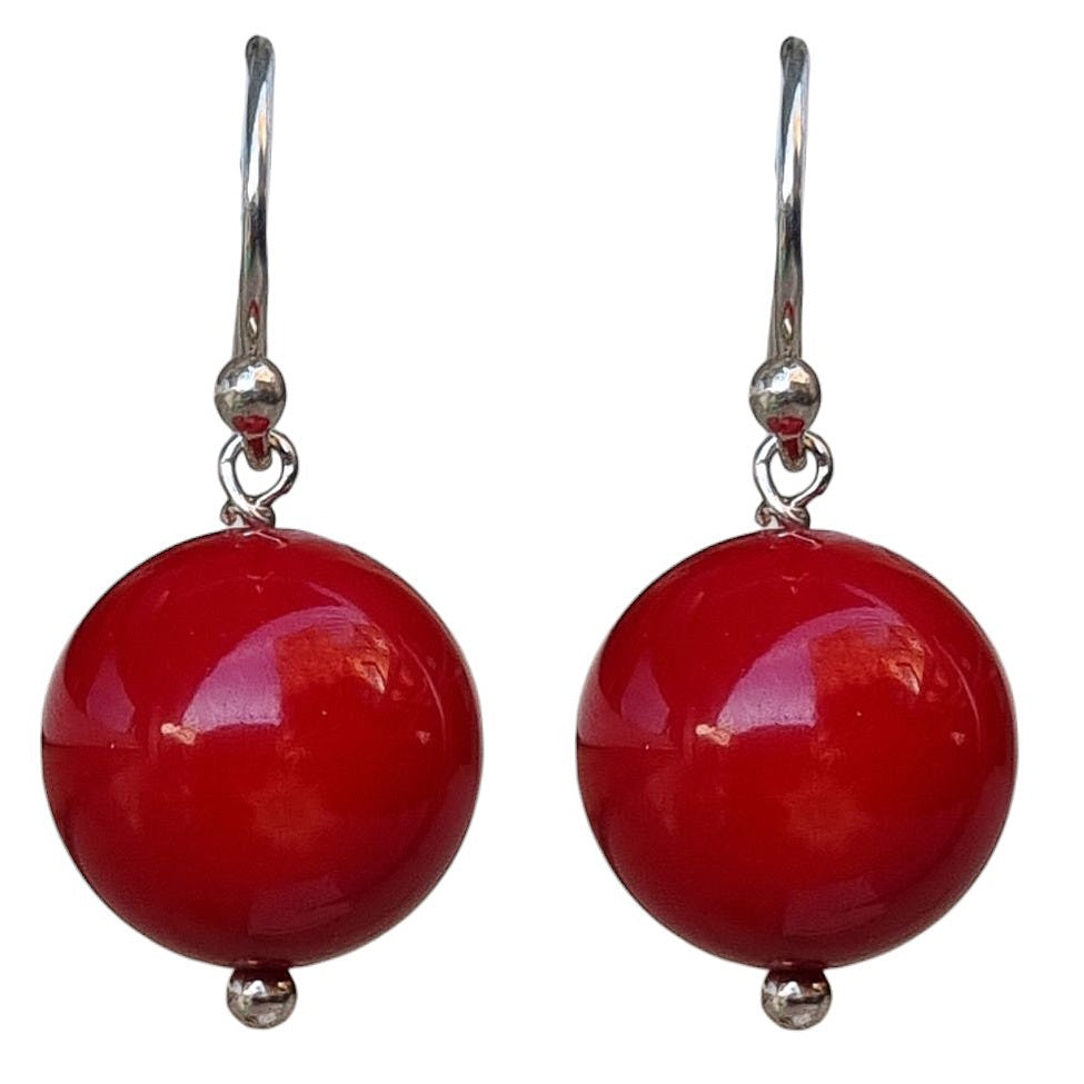 Venus Red Coral Earrings Sterling Silver or 14k Gold Filled PearlGem Designs