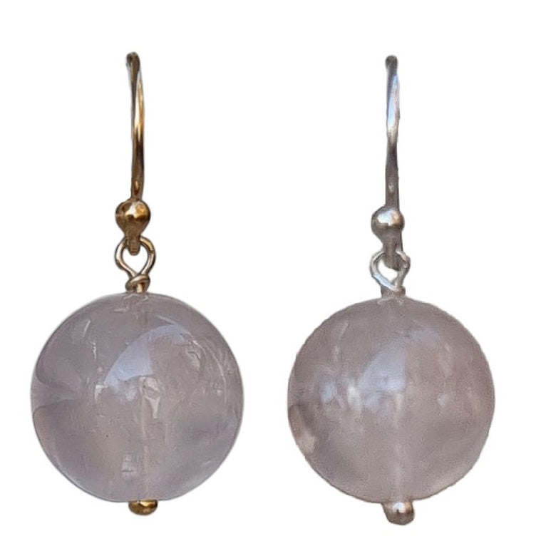 Venus Rose Quartz Earrings Sterling Silver or 14k Gold Filled