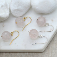 Venus Rose Quartz Earrings Sterling Silver or 14k Gold Filled