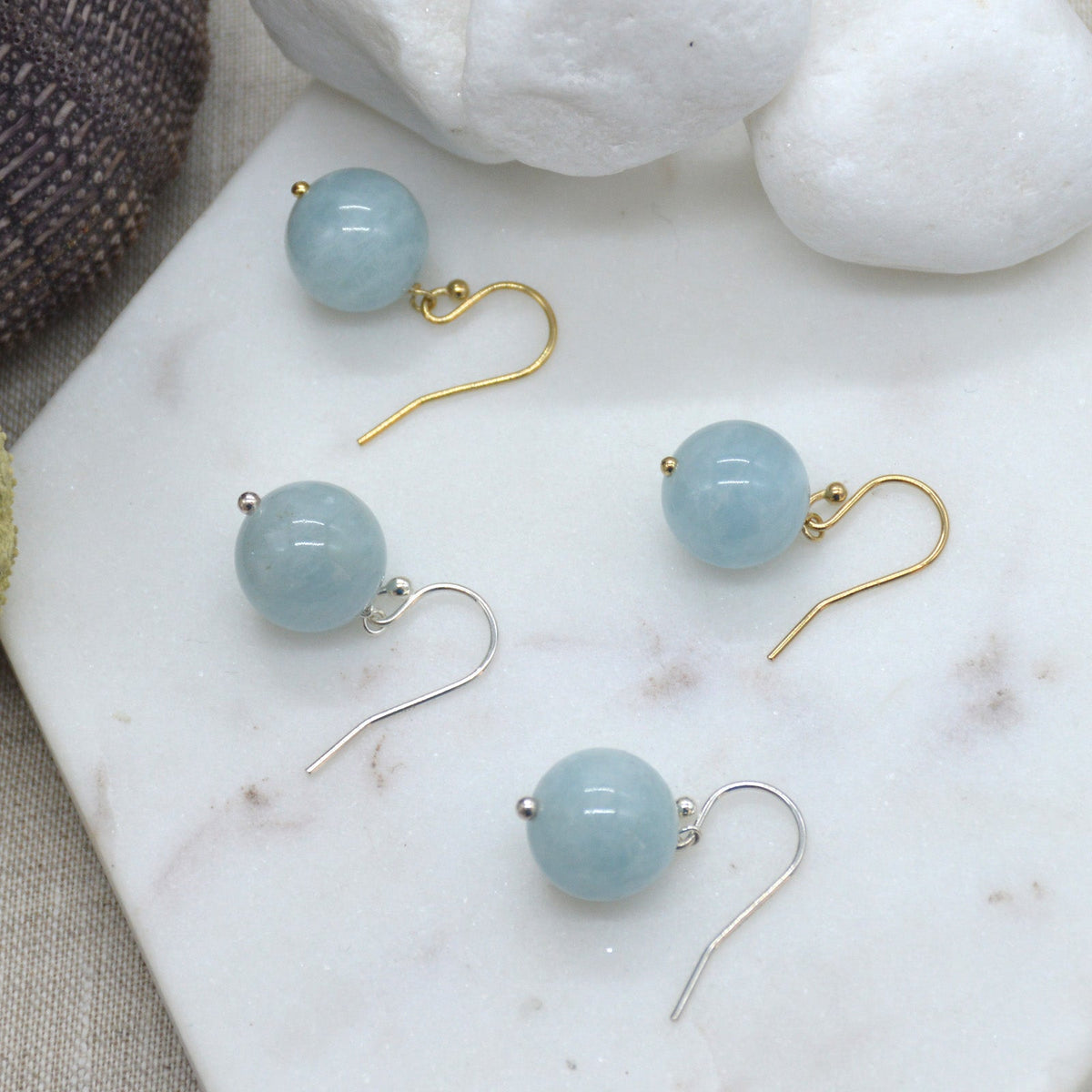 Venus Aquamarine Earrings Sterling Silver or 14k Gold Filled