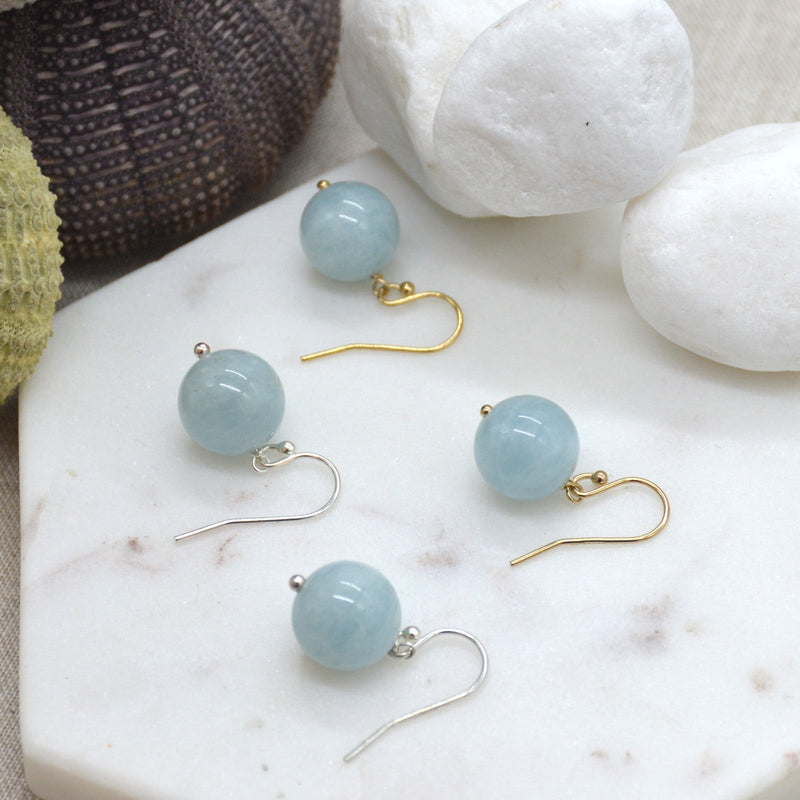 Venus Aquamarine Earrings Sterling Silver or 14k Gold Filled