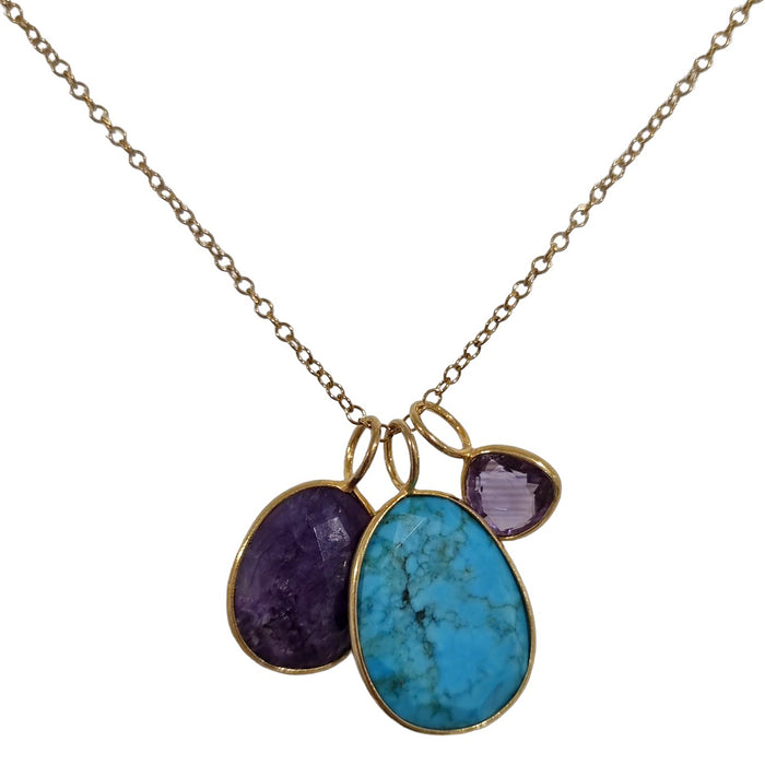 Tatiana 3 Gemstone drop No.3 Turquoise, Sapphire & Amethyst one only