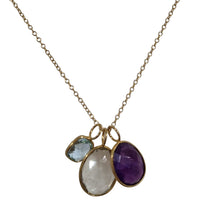 Tatiana 3 Gemstone drop No.1 Blue Topaz, Amethyst & Green Amethyst one only