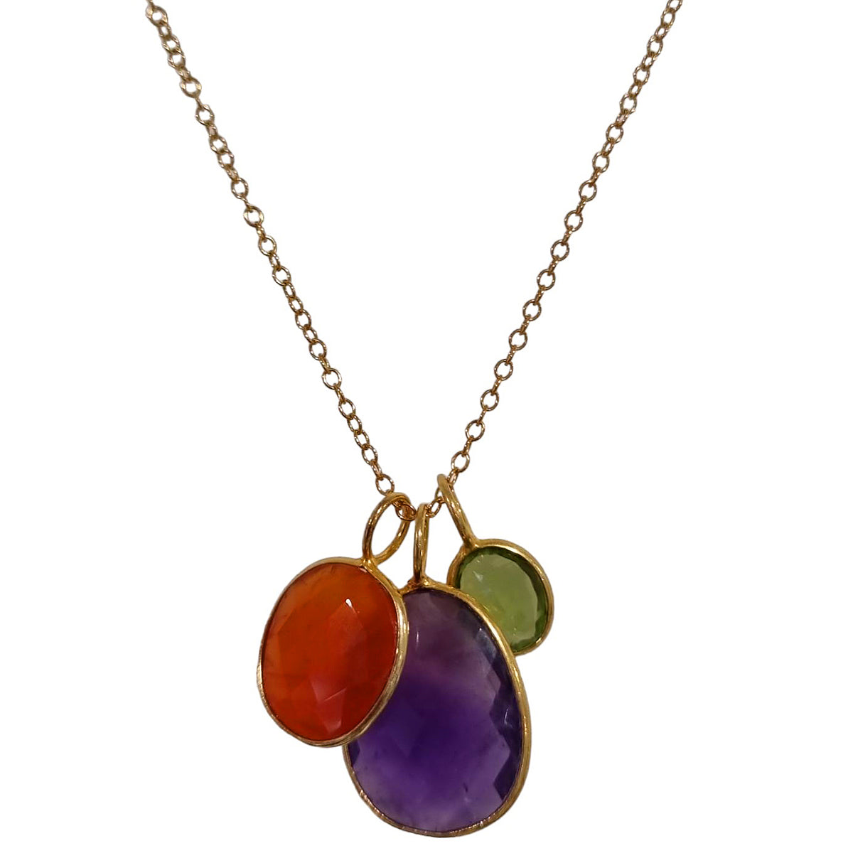 Tatiana 3 Gemstone drop No.4 Peridot, Amethyst & Carnelian one only