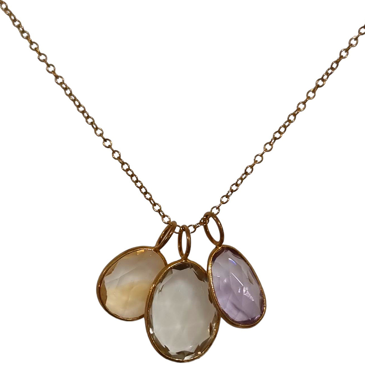 Tatiana 3 Gemstone drop No.7 Citrine, Amethyst & Green Amethyst one only