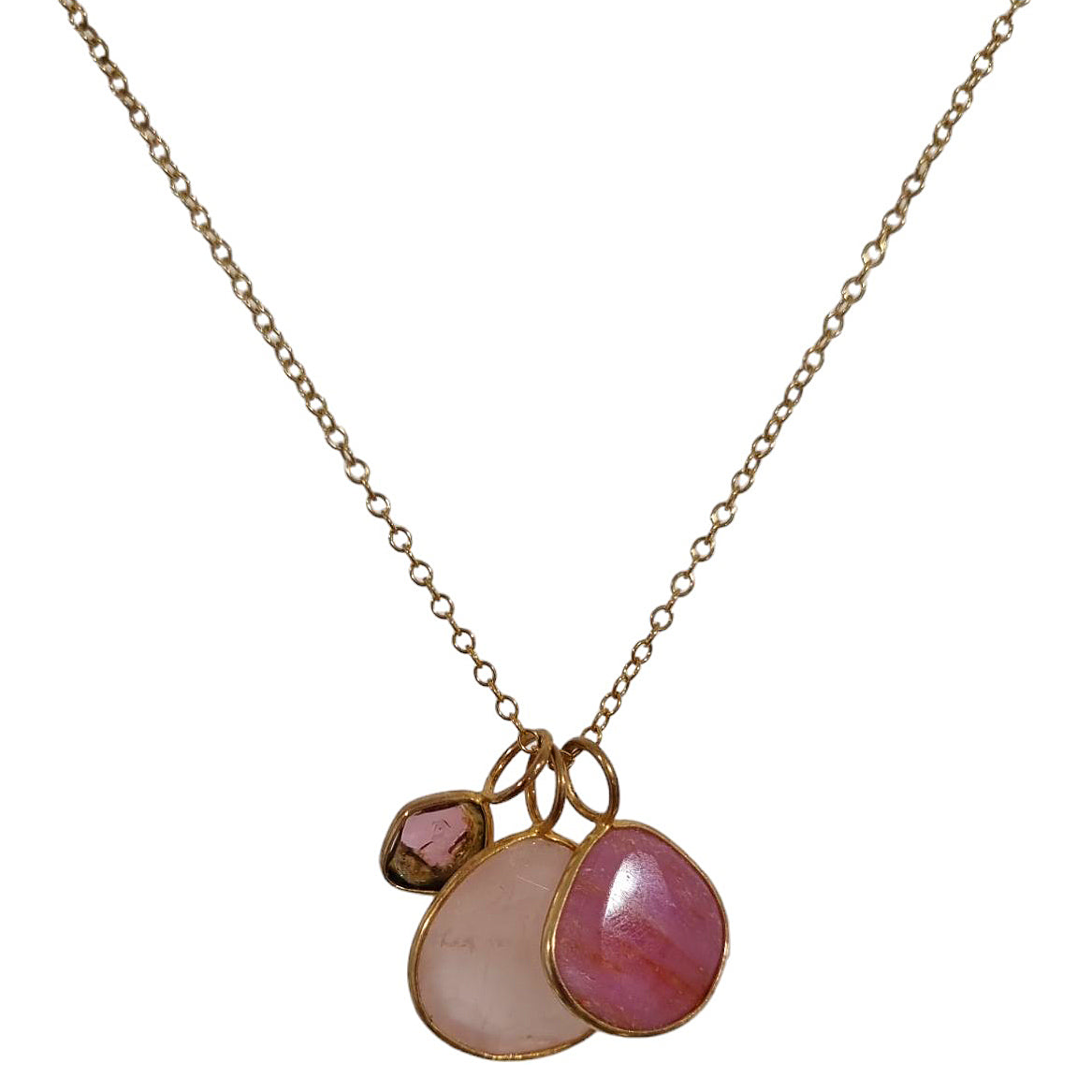 Tatiana 3 Gemstone drop No.8 Rose Quartz and Tourmaline Necklace one only