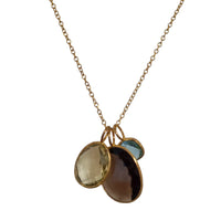 Tatiana 3 Gemstone drop No.9 Smokey Quartz, Lemon Quartz and Blue Topaz Necklace one only (Copy)