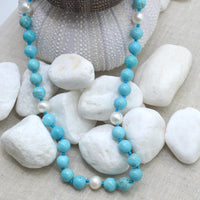 Sofia Amazonite and Freshwater Pearl Sterling Silver necklace