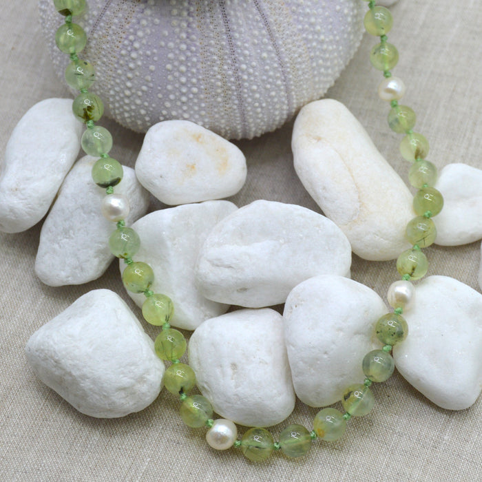 Sofia Prehnite and Freshwater Pearl Sterling Silver necklace