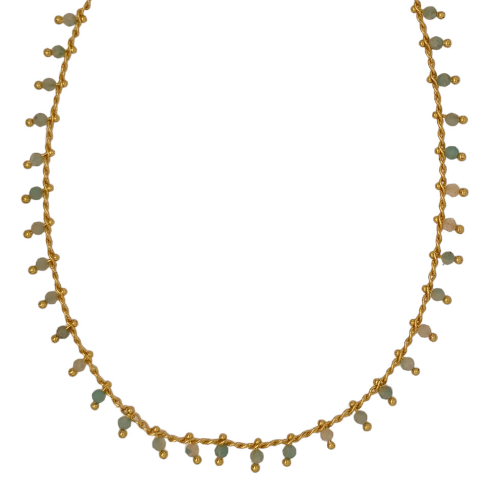 Misty Gold Gemstone necklace Amazonite