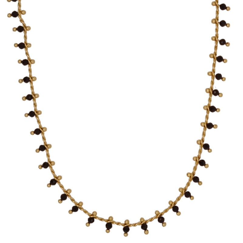 Misty Gold Gemstone necklace Onyx