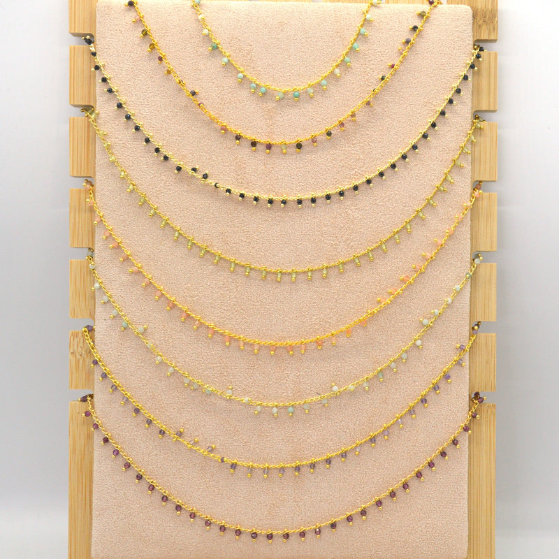 Misty Gold Gemstone necklace Tourmaline