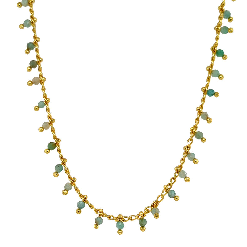 Misty Gold Gemstone necklace Amazonite