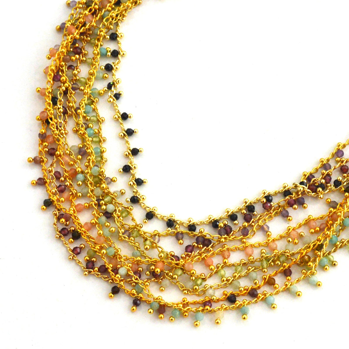 Misty Gold Gemstone necklace Tourmaline