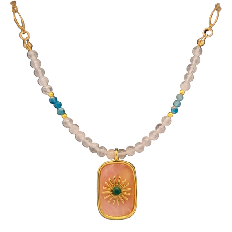 Blaze Rose Quartz and Apatite Pendant Necklace