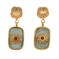 Blaze Amazonite and Red agate Pendant Earrings