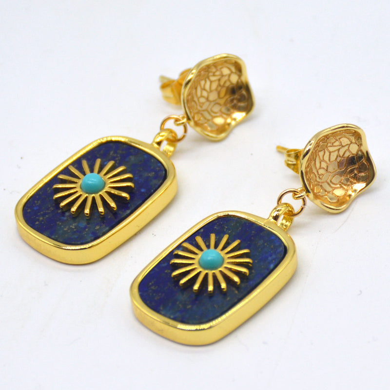 Blaze Lapis Lazuli and Turquoise Pendant Earrings