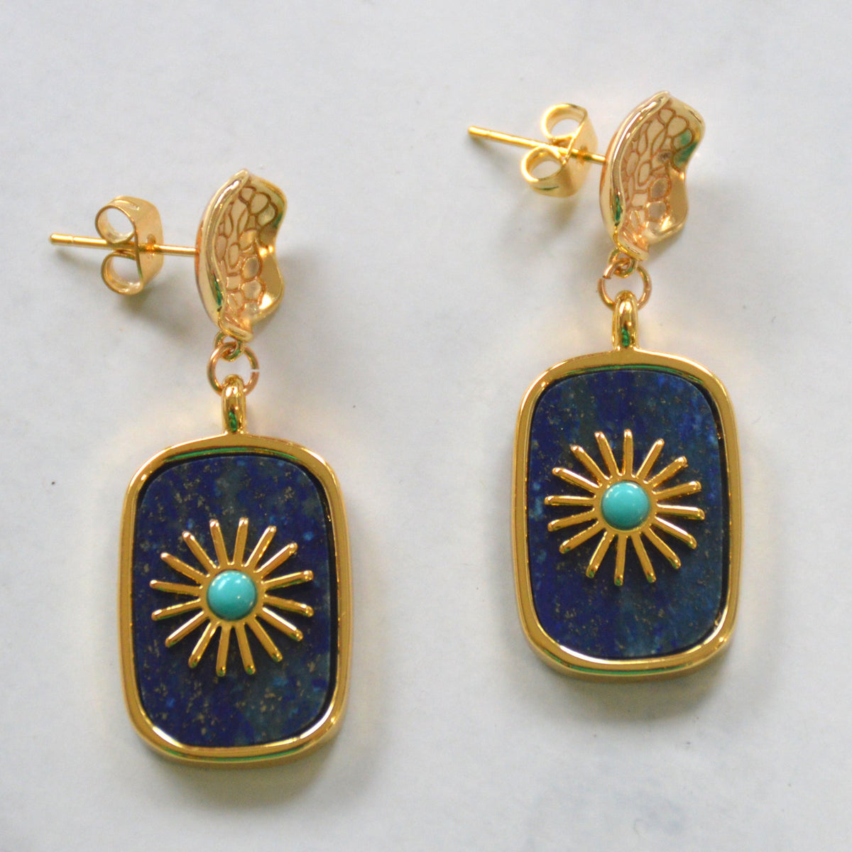 Blaze Lapis Lazuli and Turquoise Pendant Earrings