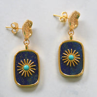 Blaze Lapis Lazuli and Turquoise Pendant Earrings