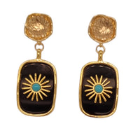 Blaze Onyx and Turquoise Pendant Earrings