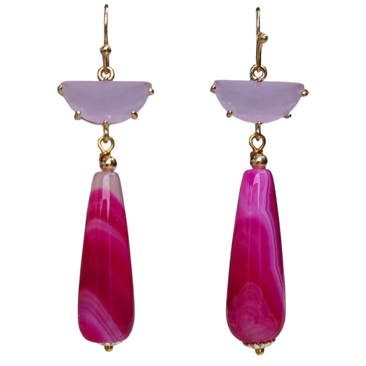 Jessi Pink Banded Agate Earrings