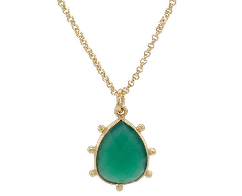 Aurulia Gemstone drop Necklace Green Onyx