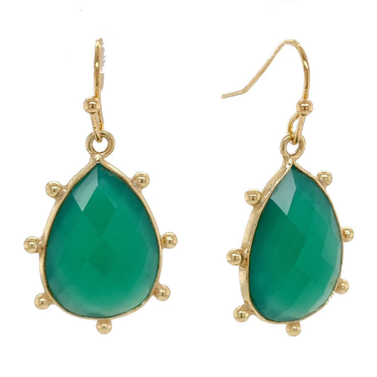 Aurulia Gemstone drop Earrings Green Onyx