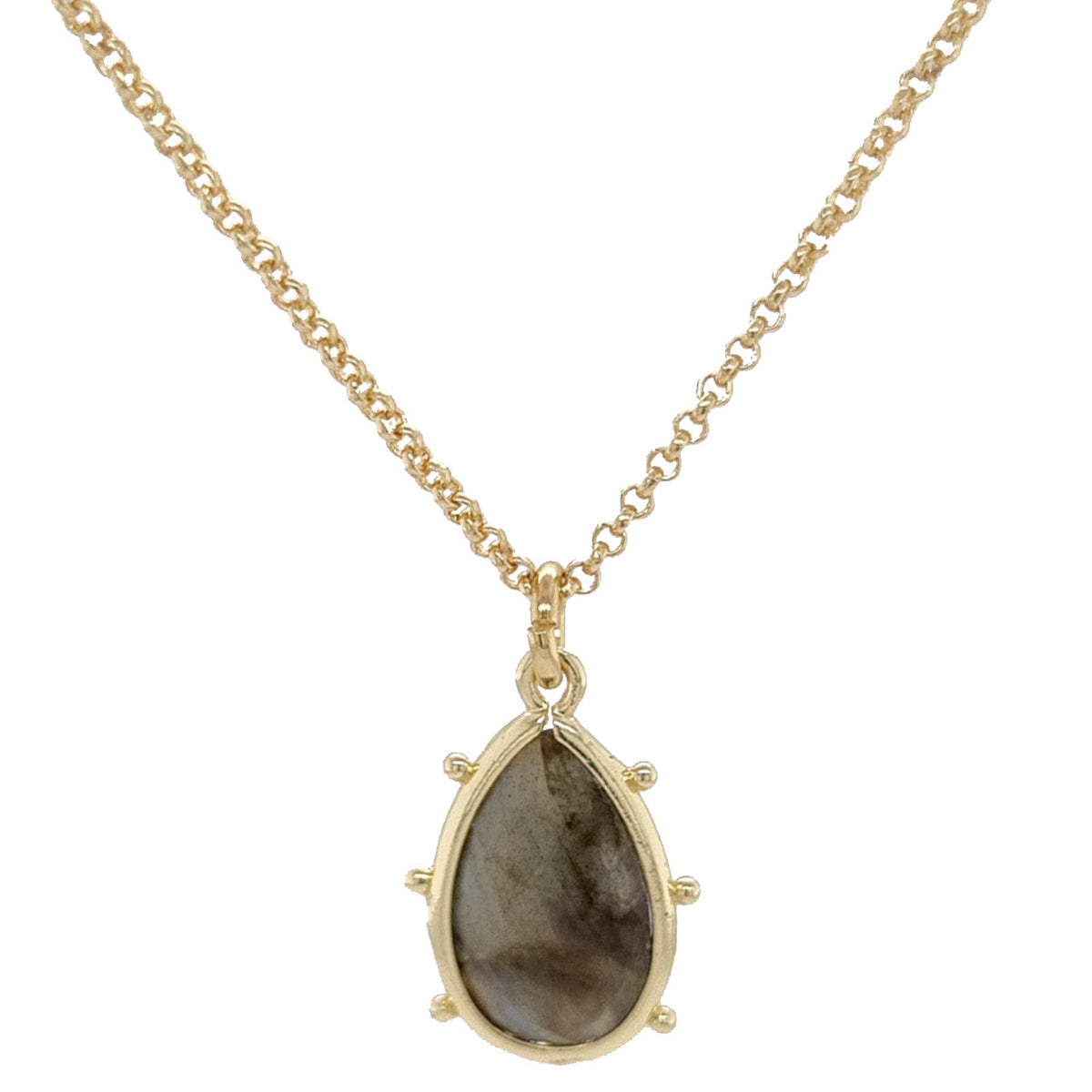 Aurulia Gemstone drop Necklace Labradorite