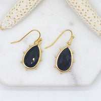 Aurulia Gemstone drop Earrings Onyx