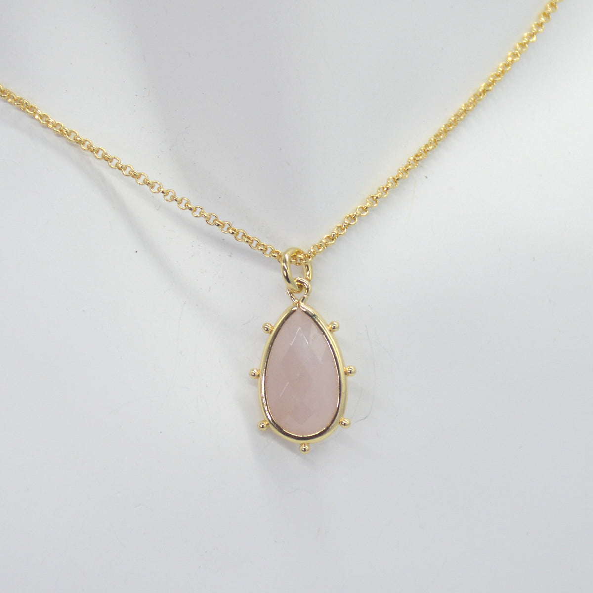 Aurulia Gemstone drop Necklace Rose Quartz