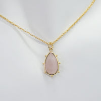 Aurulia Gemstone drop Necklace Rose Quartz