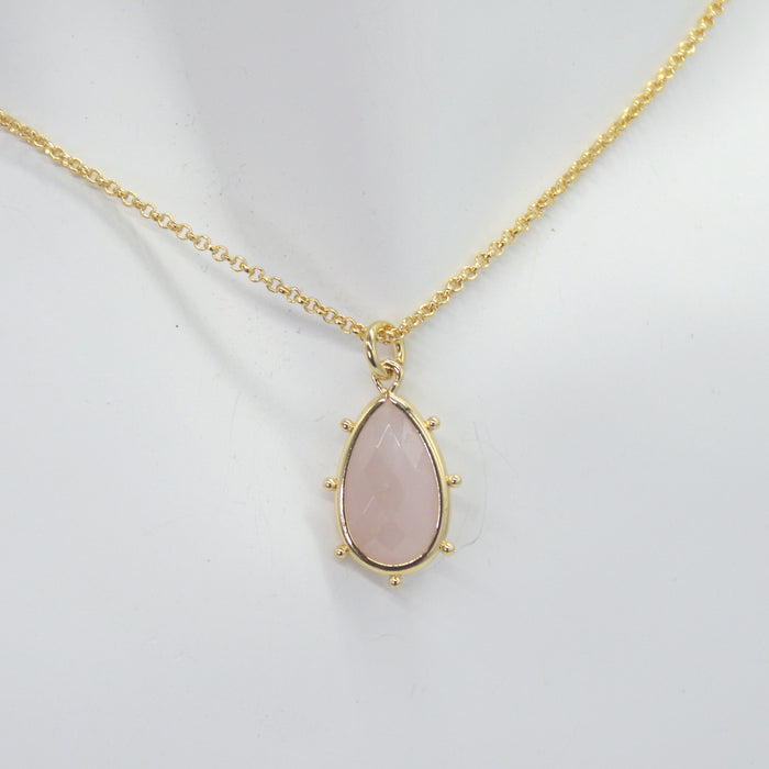 Aurulia Gemstone drop Necklace Rose Quartz