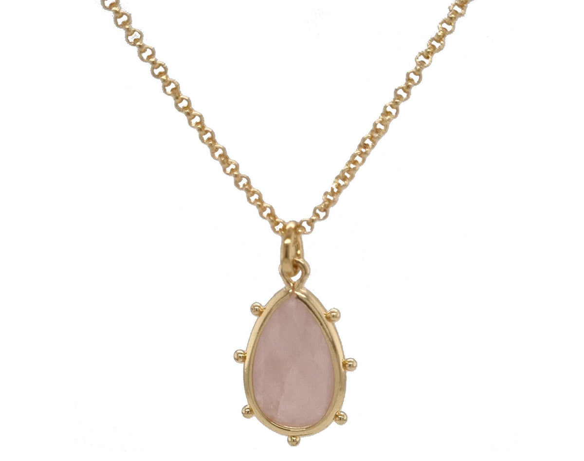 Aurulia Gemstone drop Necklace Rose Quartz