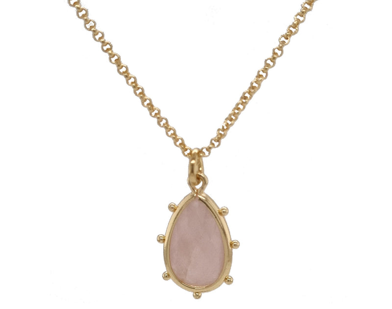 Aurulia Gemstone drop Necklace Rose Quartz