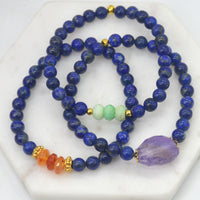 Deva Lapis Lazuli Bracelets Carnelian, Amethyst & Chrysophase