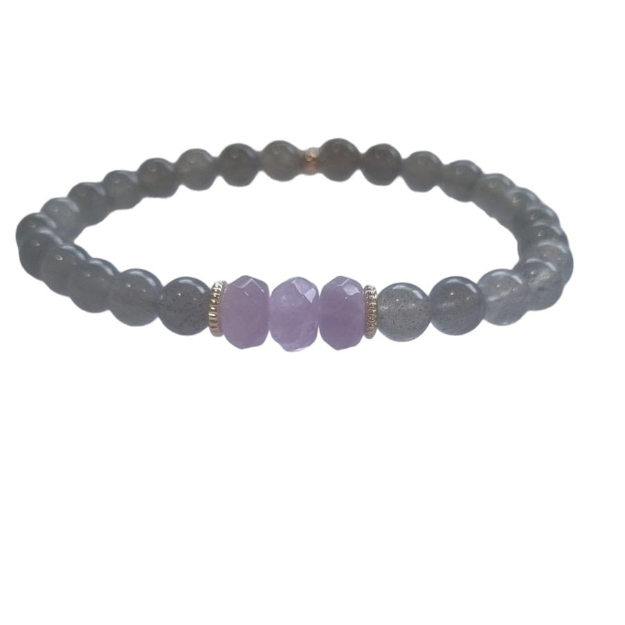 Deva Labradorite Bracelets Blue Topaz, Rose Quartz or Amethyst