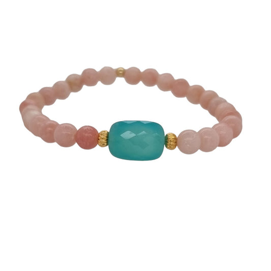 Deva Pink Opal Bracelets Blue Lace Agate, Chalcedony or Green Angelite