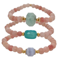 Deva Pink Opal Bracelets Blue Lace Agate, Chalcedony or Green Angelite