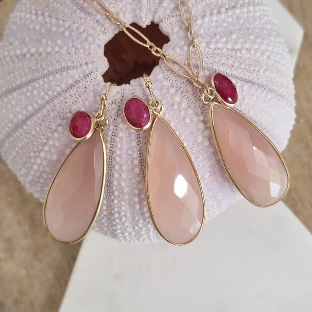 Kate Chalcedony & Ruby Double Pendant Necklace