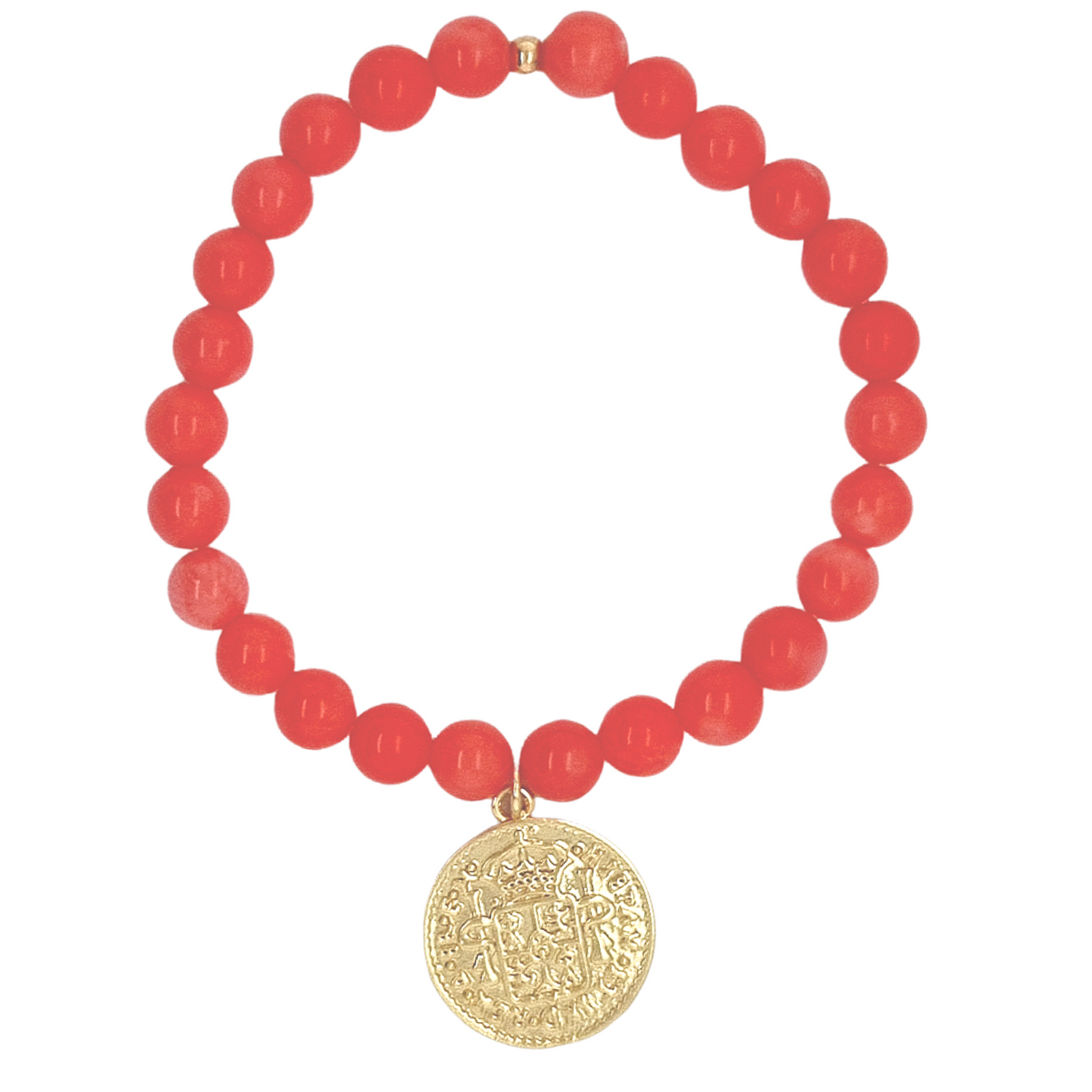 Amara Stretchy Apricot Coral Coin Bracelets Gold or Silver