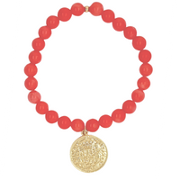 Amara Stretchy Apricot Coral Coin Bracelets Gold or Silver