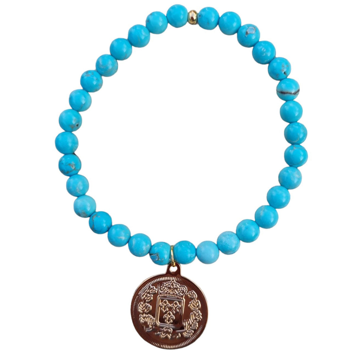 Amara Stretchy Turquoise Coin Bracelets Gold or Silver