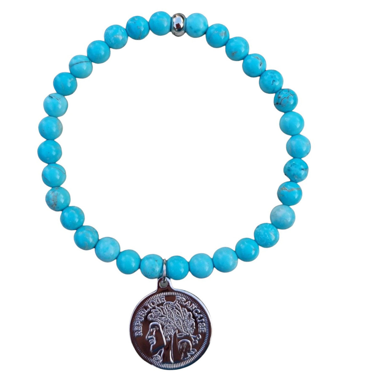 Amara Stretchy Turquoise Coin Bracelets Gold or Silver