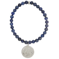 Amara Stretchy Lapis Lazuli Coin Bracelets Gold or Silver