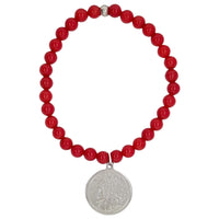 Amara Stretchy Red Coral Coin Bracelets Gold or Silver